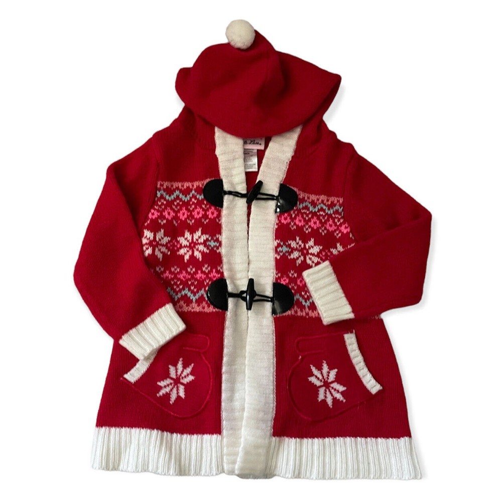 Little Lass Baby Girl Sweater Top Sz 24M Jacket Hoodie Christmas Holiday Crochet